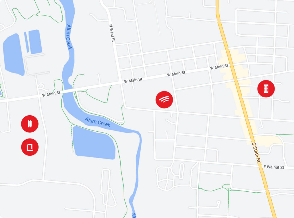 map highlight the Frank Museum and other art galleries