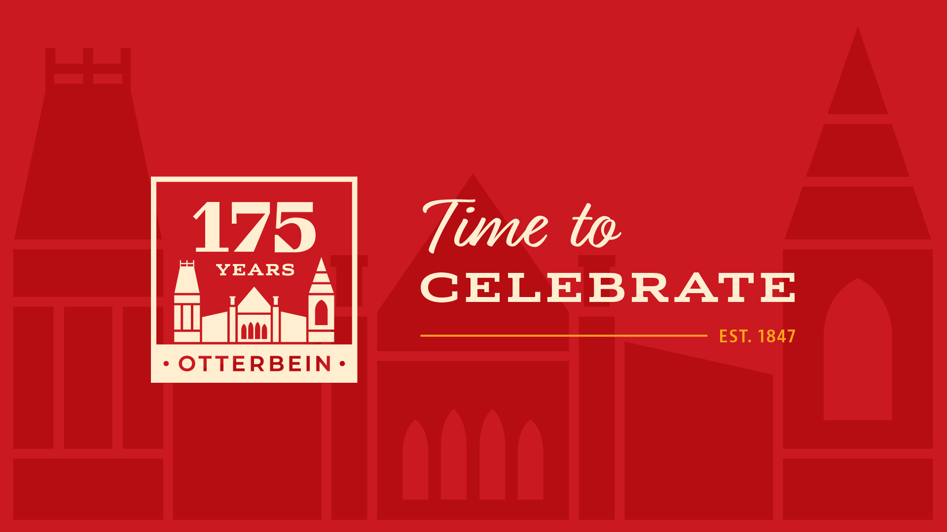 Logo and banner: 175 Years, Otterbein, Time to Celebrate.