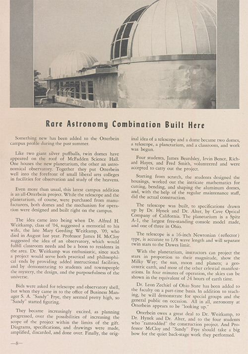 September 1955 WEITKAMP OBSERVATORY