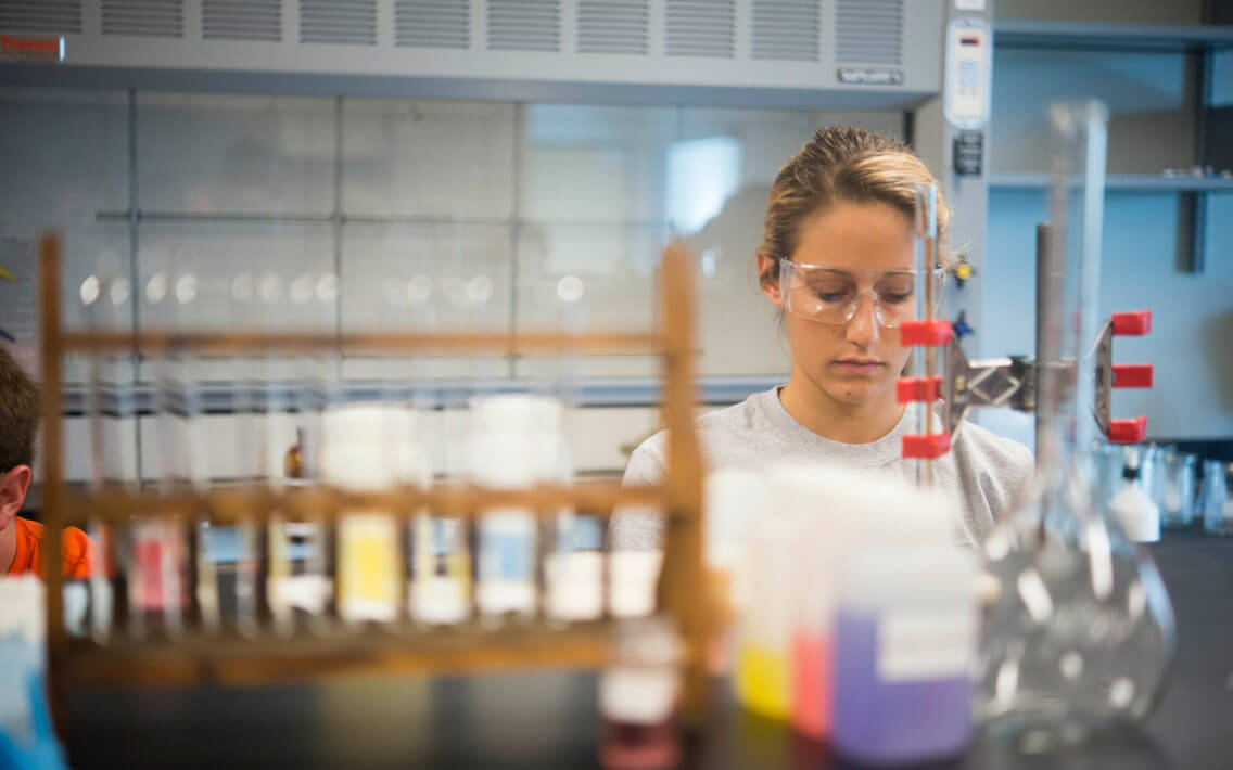 An Otterbein Student in a Chemistry Lab