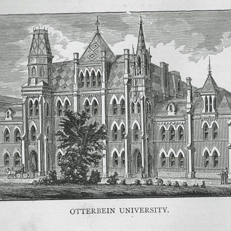 Engraved Illustration of Towers Hall at Otterbein