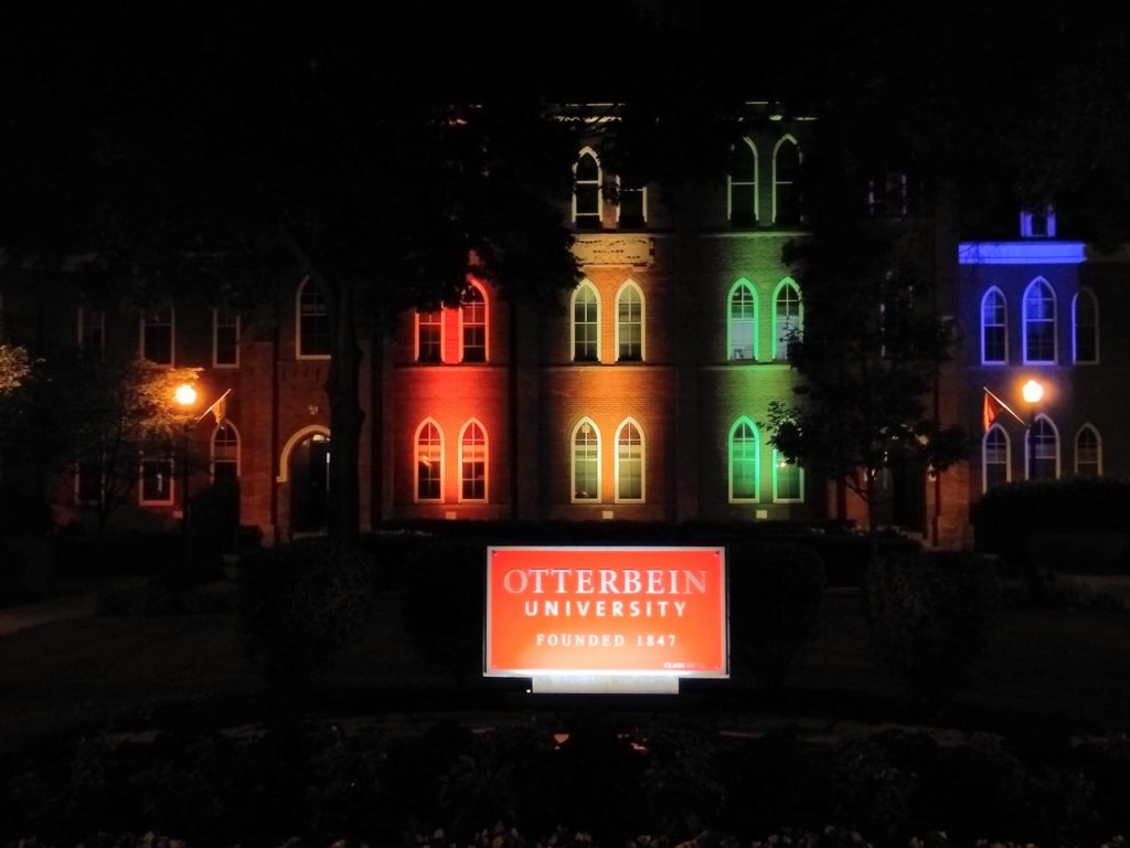 Towers Hall illuminated for PRIDE 2020