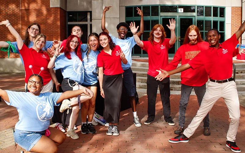 group of Otterbein students in front of Roush Hall group of Otterbein students in front of Roush Hall